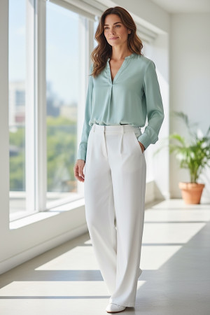 Белые брюки палаццо с карманами Joleen