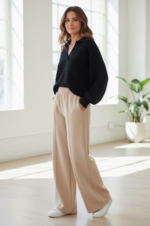 Бежевые брюки на флисе Dixie