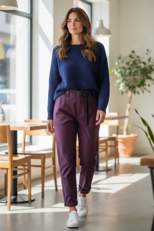 Брюки из хлопка с эластаном с поясом в комплекте Dixie