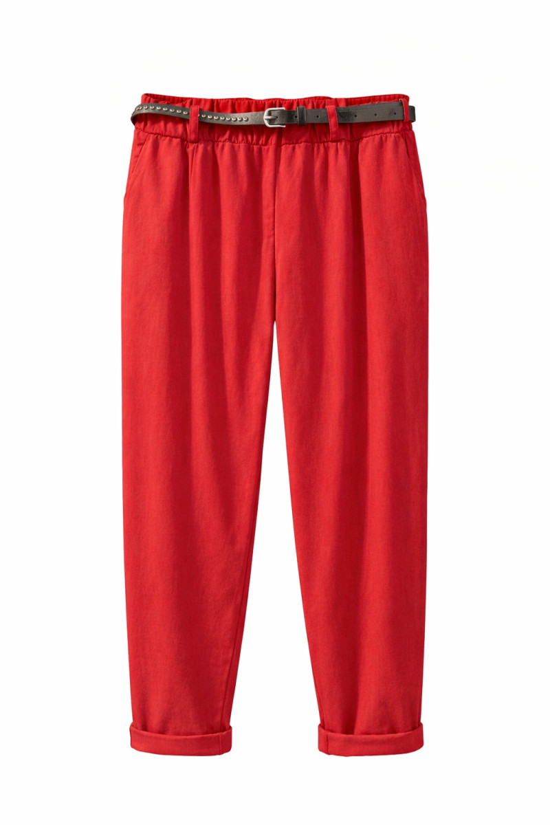 Красные хлопковые брюки с поясом Dixie
