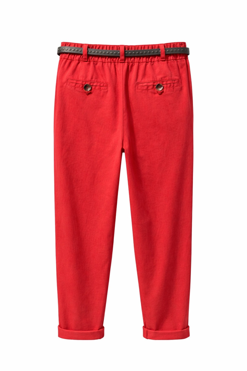 Красные хлопковые брюки с поясом Dixie