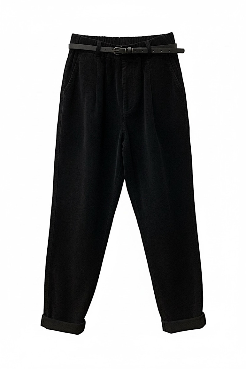 Брюки из микровельвета с карманами чёрные — комфортная посадка Dixie