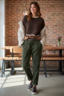 Оливковые брюки из микровельвета с удобной посадкой Dixie