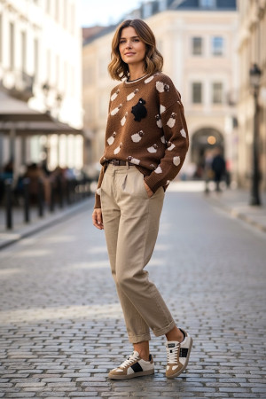 Бежевые брюки из микровельвета с удобной посадкой Dixie