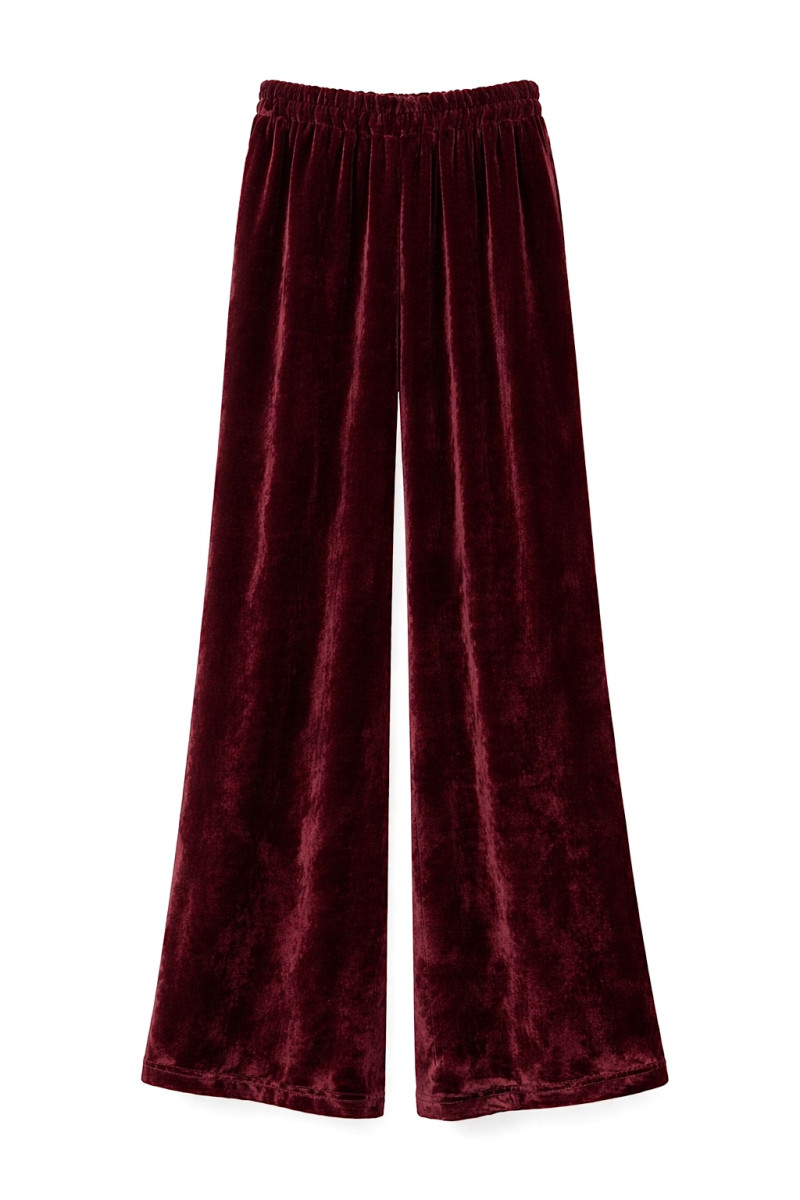 Бордовые бархатные брюки с эластичным поясом Dixie