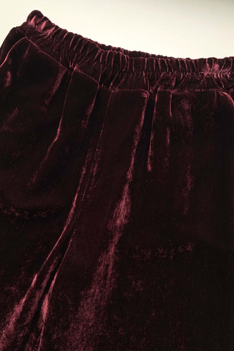 Бордовые бархатные брюки с эластичным поясом Dixie