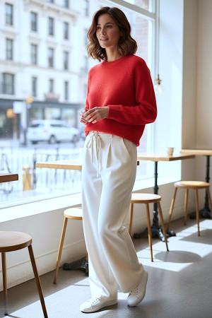 Брюки из вискозы молочного цвета с карманами Dixie