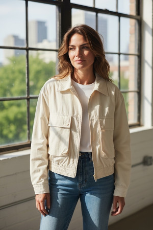 Укороченная молочная куртка  Motel