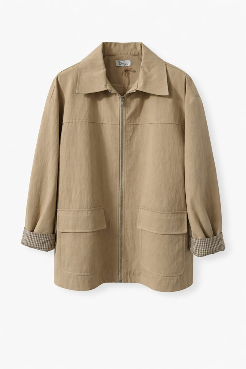Бежевая хлопковая куртка прямого кроя Dixie