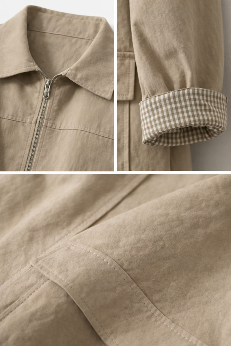 Бежевая хлопковая куртка прямого кроя Dixie