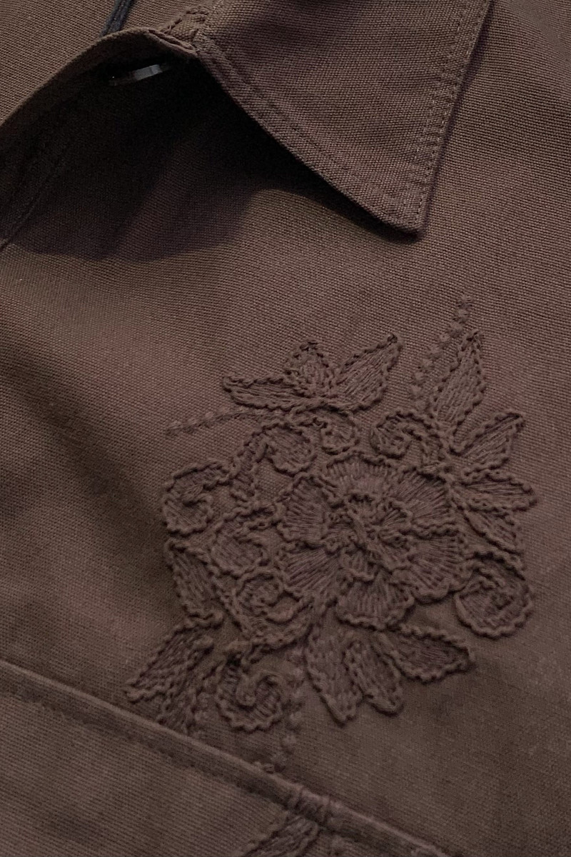 Хлопковый пиджак с декоративной вышивкой в шоколадном оттенке Dixie