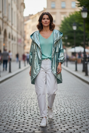 Ветровка с капюшоном мятного цвета  Joleen