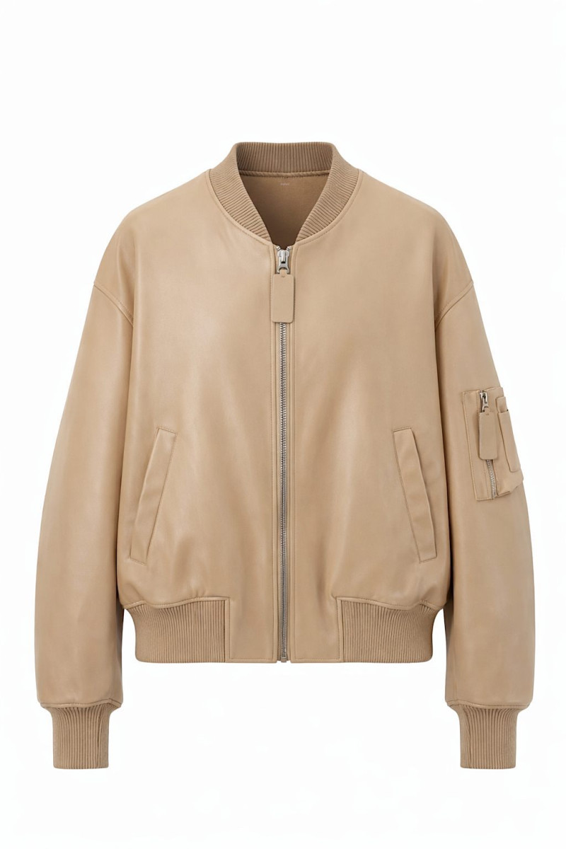 Бежевый бомбер из эко‑кожи Dixie