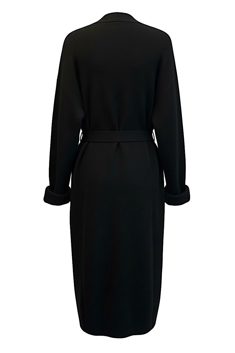 Чёрный кардиган из вискозы и кашемира с поясом Vicolo