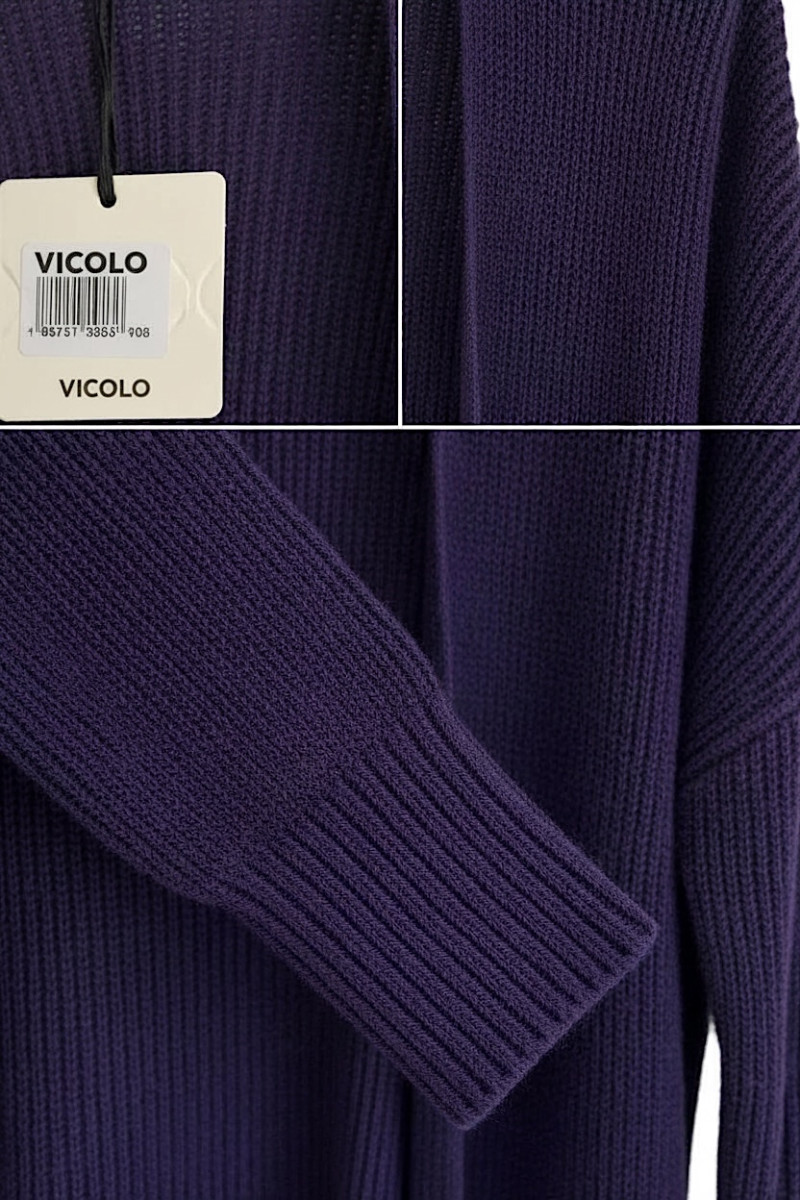 Длинный кардиган из вискозы и шерсти в фиолетовом оттенке Vicolo