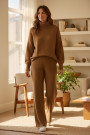 Костюм из вискозы со средней посадкой карамельного цвета No-Na
