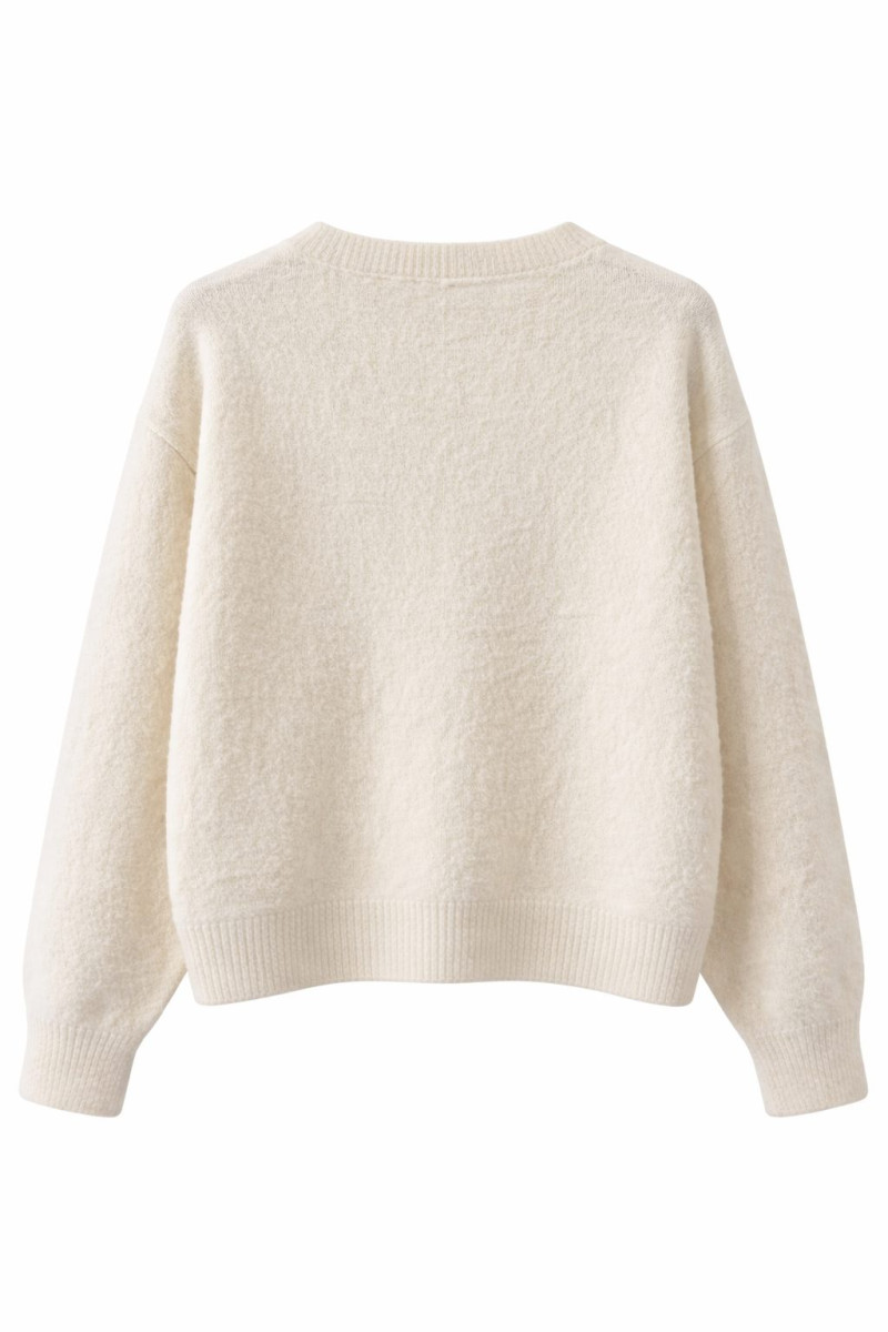 Молочный свитер из шерсти альпаки с декоративной аппликацией Dixie