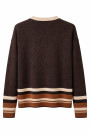 Коричневый вязаный свитер  в полоску с кашемиром, шерстью и вискозой Dixie 