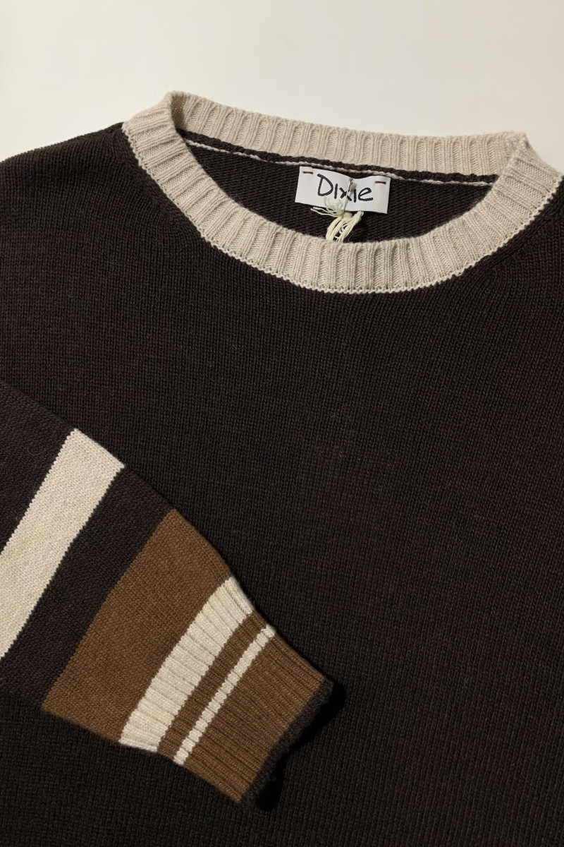 Коричневый вязаный свитер  в полоску с кашемиром, шерстью и вискозой Dixie 