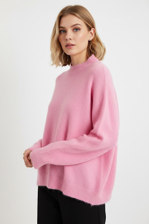 Нежный розовый свитер из шерсти альпаки и ланы No-Na