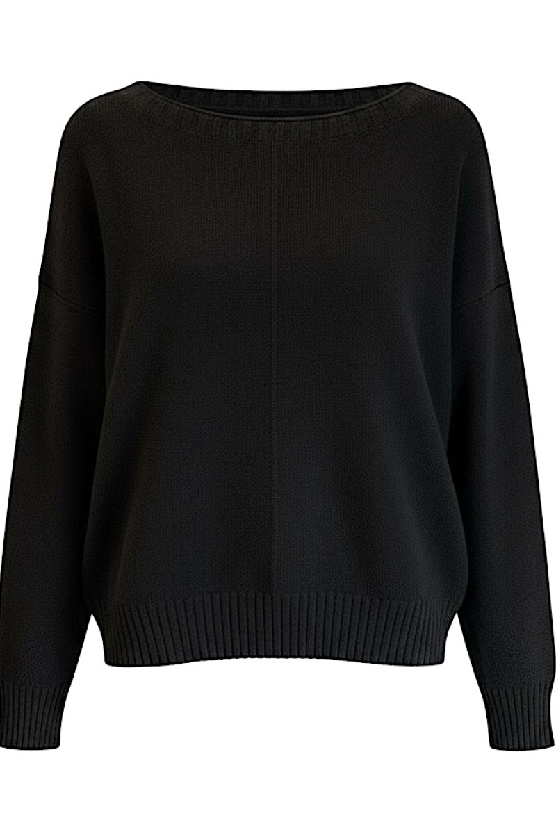 Чёрный свитер из вискозы вырез лодочка итальянского бренда No-Na