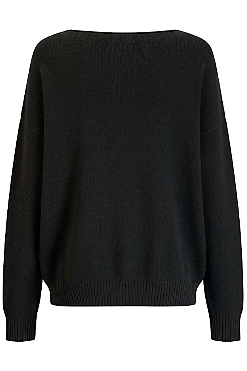 Чёрный свитер из вискозы вырез лодочка итальянского бренда No-Na