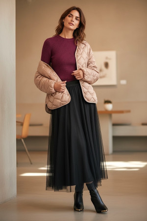 Чёрная юбка макси из фатина  Dixie