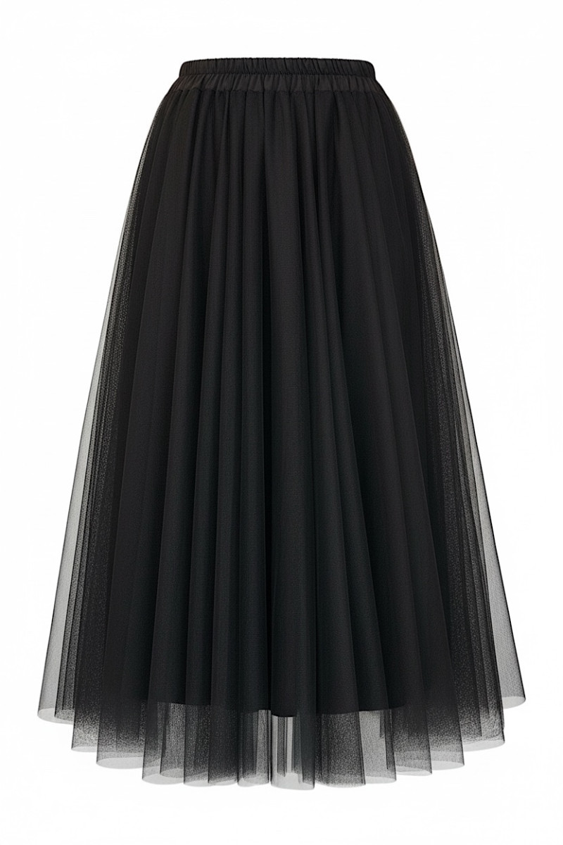 Чёрная юбка макси из фатина  Dixie