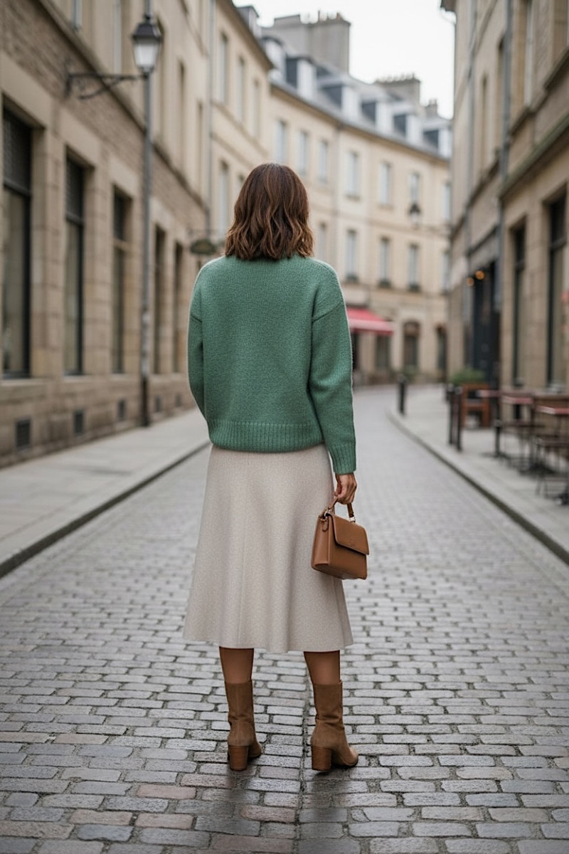 Светло бежевая юбка миди из вискозы с эластичным поясом No-Na