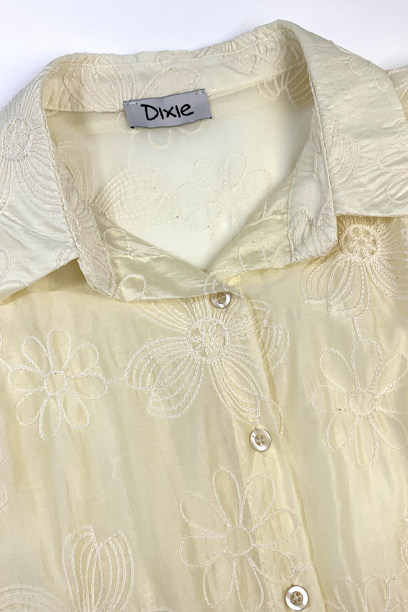 Блуза з квітковою вишивкою у ніжно-жовтому кольорі Dixie