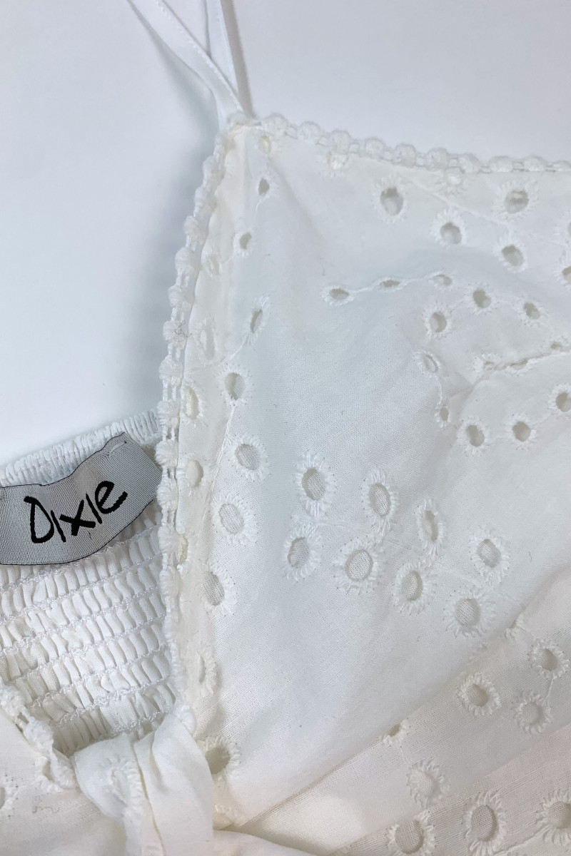 Бавовняний топ із зав’язкою спереду та ажурним оздобленням Dixie