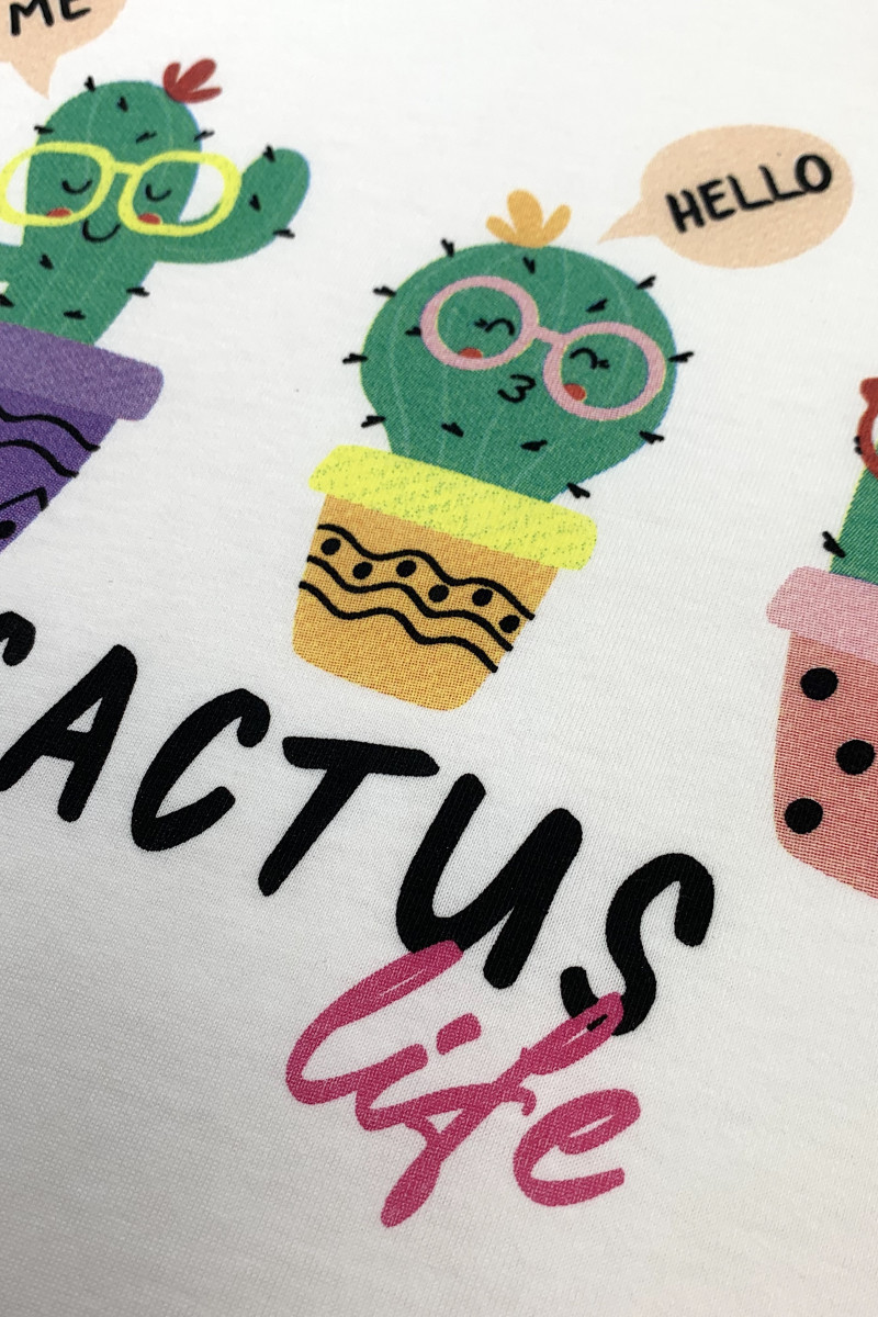 Футболка Dixie из хлопка белого цвета с принтом "Cactus Life"