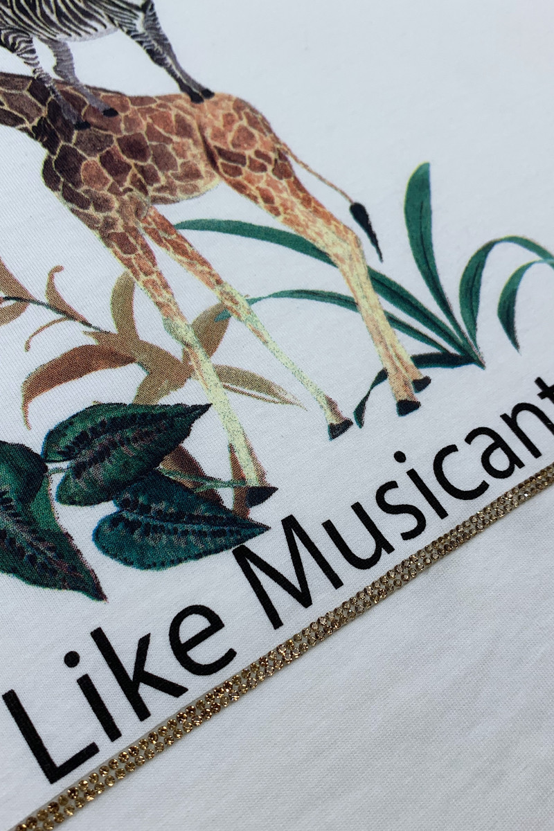 Хлопковая футболка в белом оттенке с принтом “Like Musicant Tale” Dixie