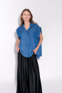 Синяя блуза из лиоцелла с открытой спиной No-Na