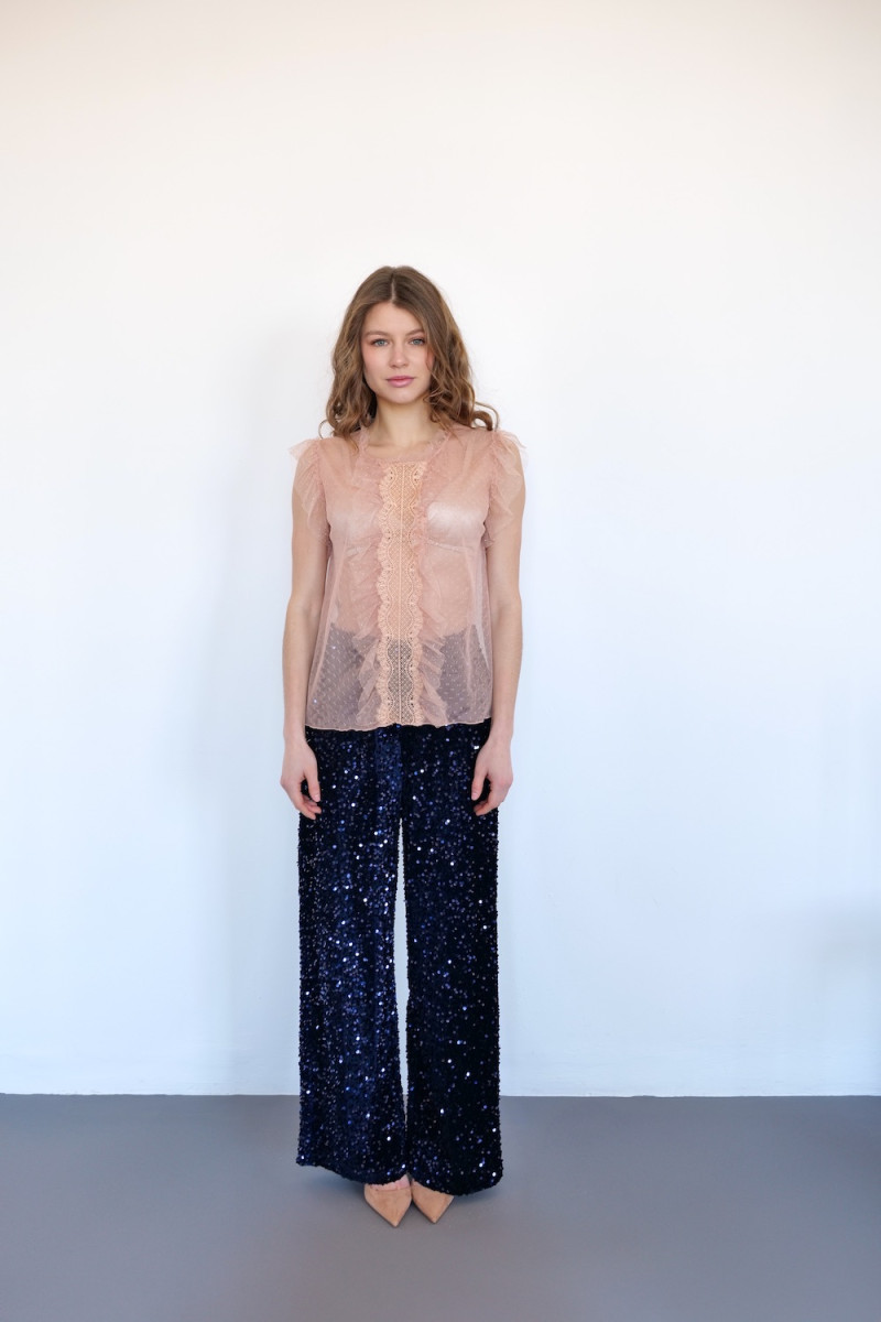 Синие брюки с пайетками итальянского бренда Dixie