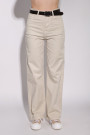 Бежевые прямые брюки с карманами и поясом итальянского бренда Dixie