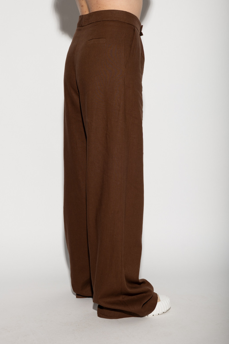 Коричневі літні брюки з льону та віскози італійського бренду Dixie