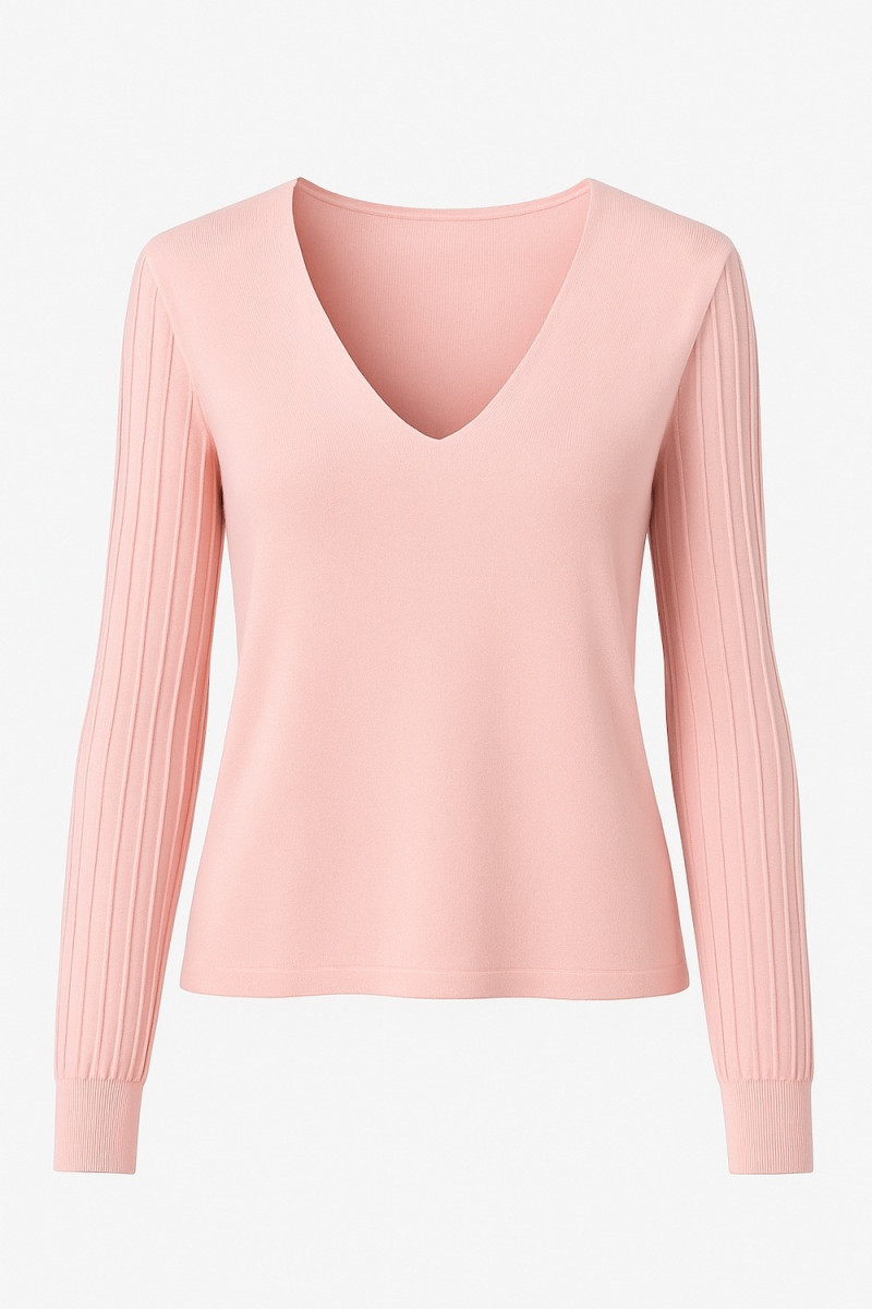 Джемпер из вискозы с V-образным вырезом и акцентными рукавами итальянского бренда No-Na