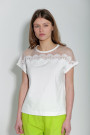 Белая футболка из хлопка с кружевом итальянского бренда Dixie