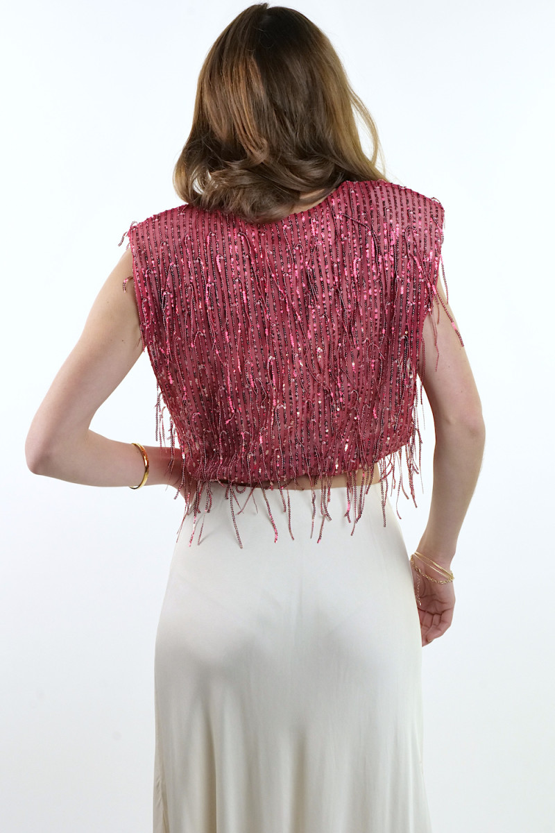 Короткий розовый топ с пайетками от итальянского бренда Dixie