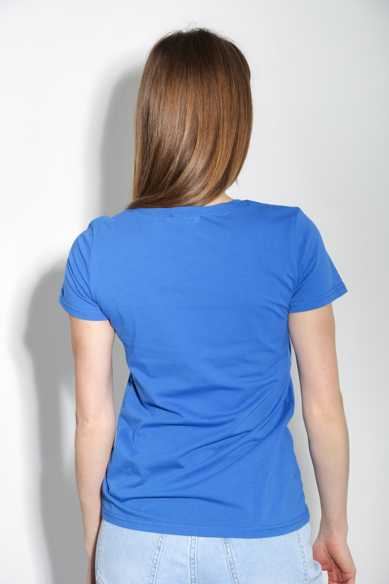 Синяя хлопковая базовая футболка итальянского бренда  J-Clair