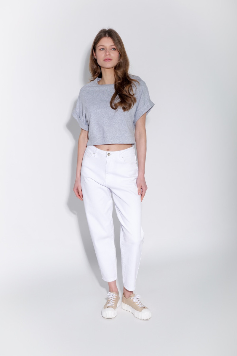 Хлопковый серый кроп-топ