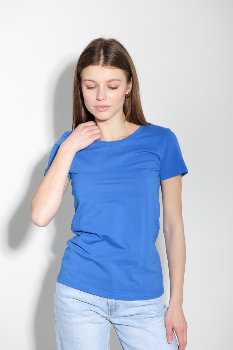 Синяя хлопковая базовая футболка итальянского бренда  J-Clair
