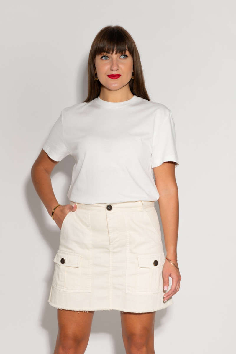 Короткая молочная хлопковая летняя легкая юбка итальянского бренда Dixie