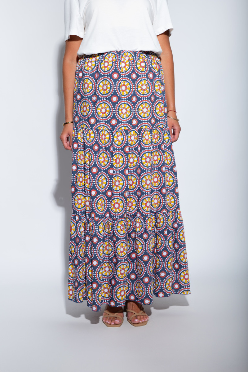 Юбка с абстрактным рисунком длины макси итальянского бренда Rinascimento