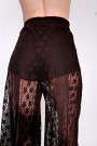 Коричневый прозрачный кружевной костюм брюки с топом итальянского бренда Motel