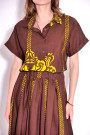 Коричневый летний хлопковый костюм юбка с рубашкой итальянского бренда No-Na