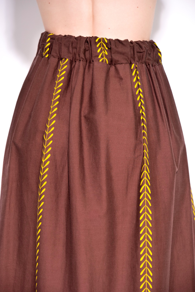 Коричневый летний хлопковый костюм юбка с рубашкой итальянского бренда No-Na