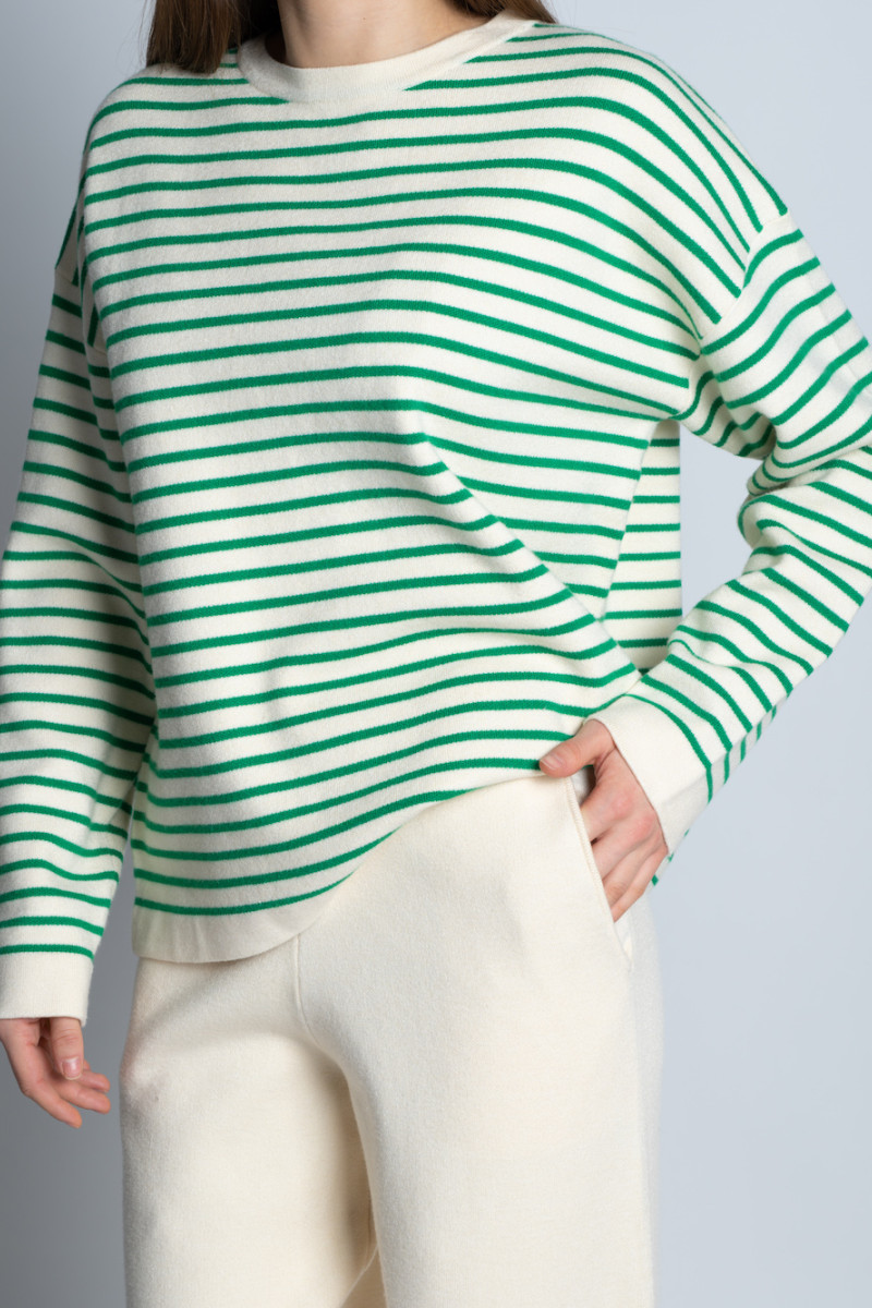 Вискозный трикотажный костюм брюки палаццо с джемпером в горизонтальную полоску итальянского бренда No-Na