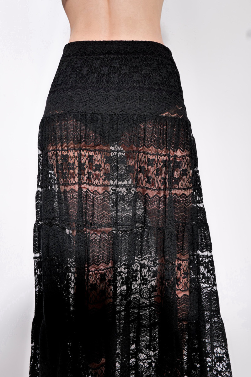 Чёрный прозрачный кружевной костюм юбка с топом итальянского бренда Motel